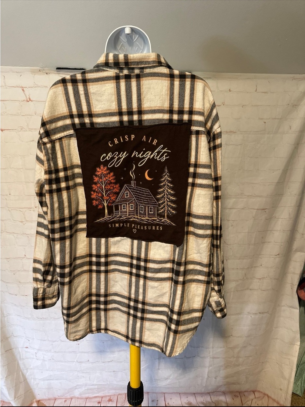 Upcycled Fall Crisp Air Cozy Nights Tee Flannel XL